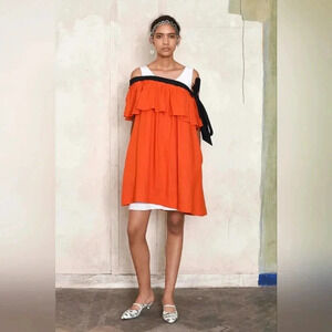 Isa Arfen Linen Mini Dress 10 Orange